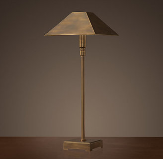 Restoration Hardware Pyramid Telescoping Table Lamp - Vintage Brass With Metal Shade