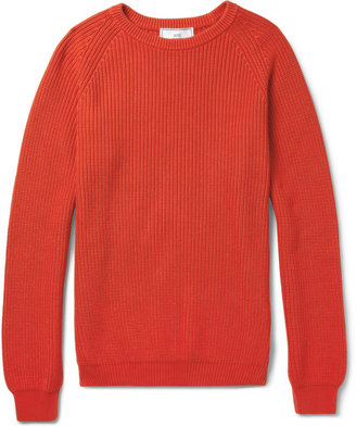 AMI Ribbed-Knit Cotton Sweater