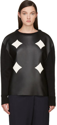CNC Costume National Black Leather Panel Sweater