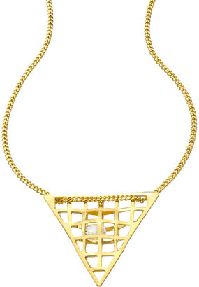 A.V. Max Gold and Crystal 3D Triangle Cage Pendant Necklace
