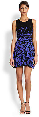 Shoshanna Leopard-Print Jacquard Sweater Dress