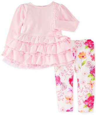 First Impressions Baby Girls' 2-Piece Velour Shirt & Floral Leggings Set