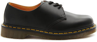 Dr. Martens 1461 Black Leather Derbies with Yellow Stitching
