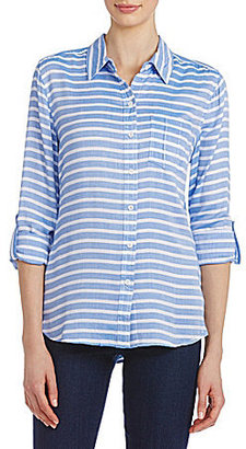 Westbound Petite Striped Hi-Low Shirt