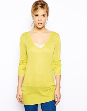 Oasis V Neck Sweater - Chartreuse