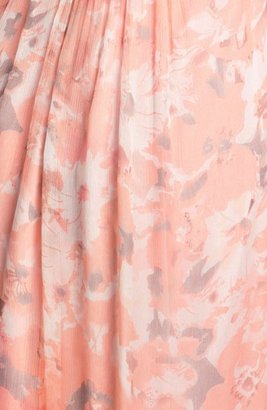 Amsale Print Crinkled Silk Chiffon Halter Gown