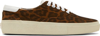 Saint Laurent Brown Leopard Print Sneakers