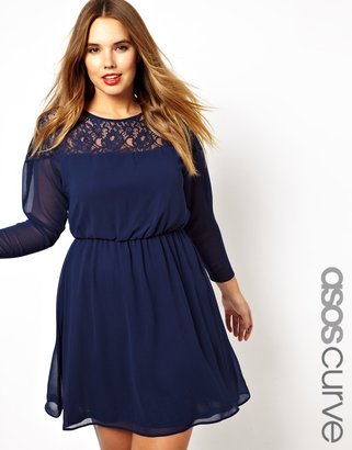 ASOS CURVE Skater Dress With Lace Batwing