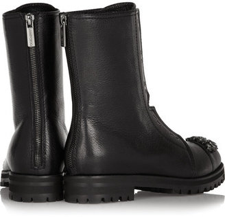 Jimmy Choo Hatcher Crystal-embellished Leather Ankle Boots - Black