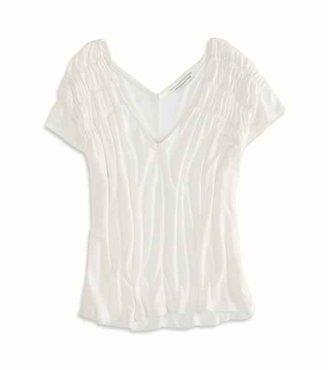 American Eagle AE Ruched Double V T-Shirt