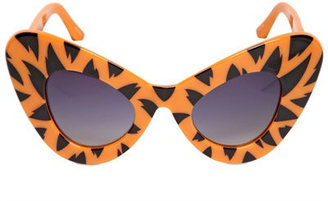 Jeremy Scott By Linda Farrow - Tiger Printed Acetate Cat Eye Sunglasses