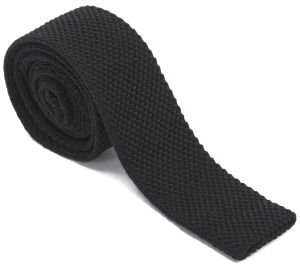 HUGO Men's 5cm Wool Waffle Knit Tie Black