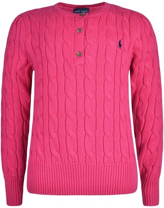 Ralph Lauren Girls Pink Cable Knit Sweater