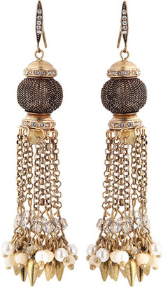 Lydell NYC Golden Tassel Ball Pearly Earrings
