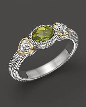 Judith Ripka Sterling Silver and 18K Gold Ambrosia Stackable Ring with White Sapphires and Peridot