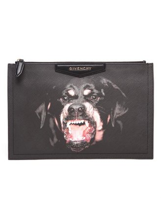 Givenchy Rottweiler Print Coated Canvas Clutch