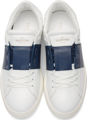 Valentino White & Navy Leather Sneakers
