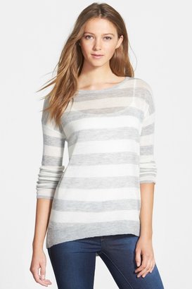 Halogen High/Low Stripe Cashmere Sweater