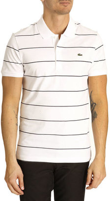 Lacoste ML stretch-fabric white striped polo shirt