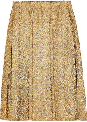 Lanvin Pleated metallic tweed skirt