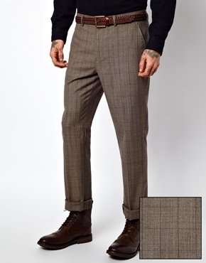ASOS Slim Fit Suit Trousers in Check - Grey