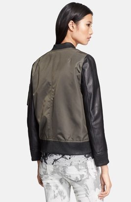 The Kooples Leather Sleeve Bomber Jacket