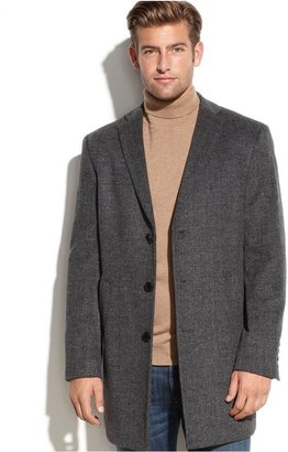 DKNY Charcoal Neat Slim-Fit Wool-Blend Overcoat