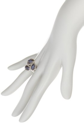 Lagos Muse Sterling Silver Blue Sapphire Pave 3 Oval Fluted Ring - Size 7