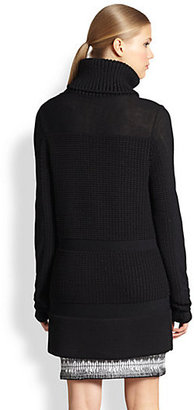 Helmut Lang Chunky Knit-Paneled Turtleneck Sweater