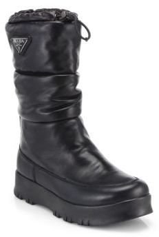 Prada Leather Mid-Calf Weather Boots