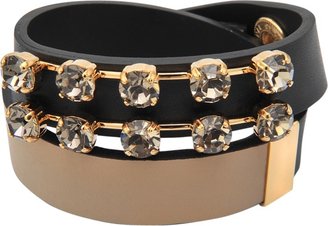 Marni Leather and strass double wrap bracelet