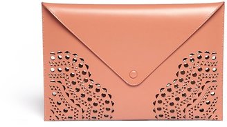 Azzedine Alaia 7504 AZZEDINE ALAÏA Perforated leather envelope clutch