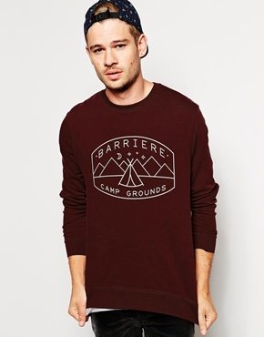 ASOS Sweatshirt With Camping Print - burgundy