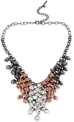 Steve Madden Tri-Tone Shaky Faceted Bead Bib Necklace