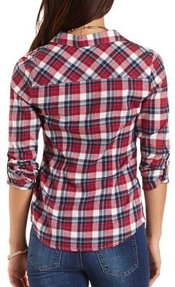 Charlotte Russe Plaid Flannel Button-Up Top