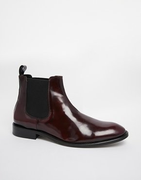 Selected Hi-Shine Chelsea Boots - Red