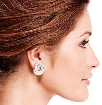 Jon Richard Diamante crystal large knot clip on earring