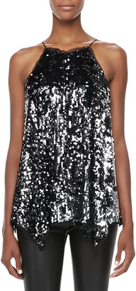 Milly Sequined Uneven-Hem Tank