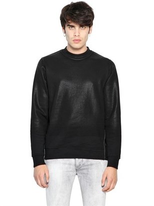 Diesel Black Gold Coated Cotton Sweatshirt With Zip Sides