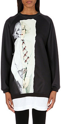 Ports 1961 Warhol silk-satin and jersey sweatshirt Black