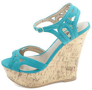 Charlotte Russe Strappy Cut-Out Peep Toe Wedge Sandals