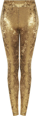 Topshop Gold foil velvet leggings