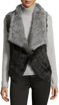 Love Token Ombre Rabbit Fur Vest, Black Ombre