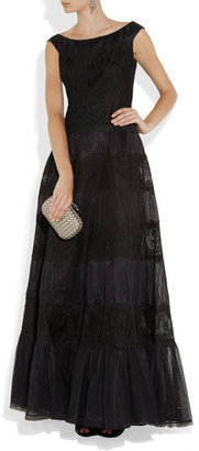Valentino Lace and pleated silk-tulle gown
