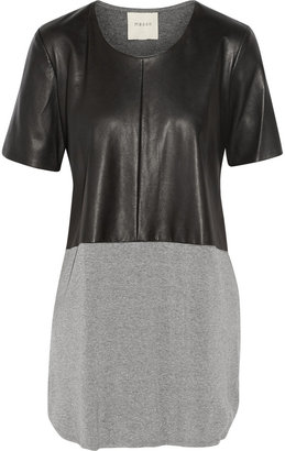 Mason by Michelle Mason Leather-paneled slub jersey mini dress