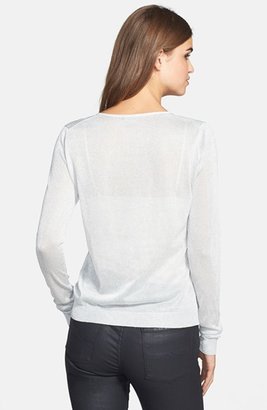 Vince Camuto Faux Wrap Metallic V-Neck Sweater