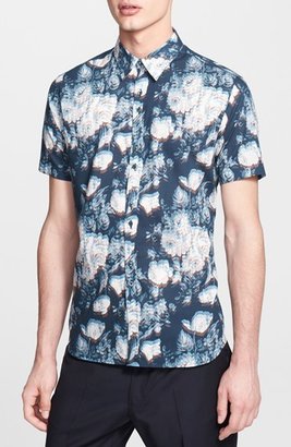 Paul Smith Slim Fit Short Sleeve Floral Print Shirt