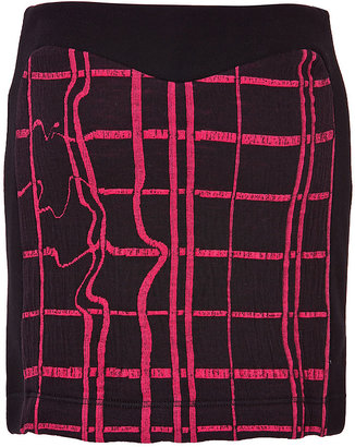 Kenzo Cotton Jacquard Neon Plaid Skirt Gr. L