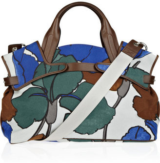 Marni Leather-trimmed printed canvas tote