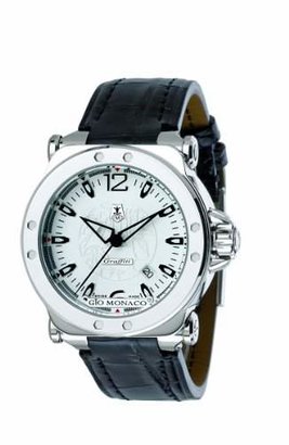 Gio Monaco Men's 761-A Graffiti Automatic White Dial Alligator Leather Watch